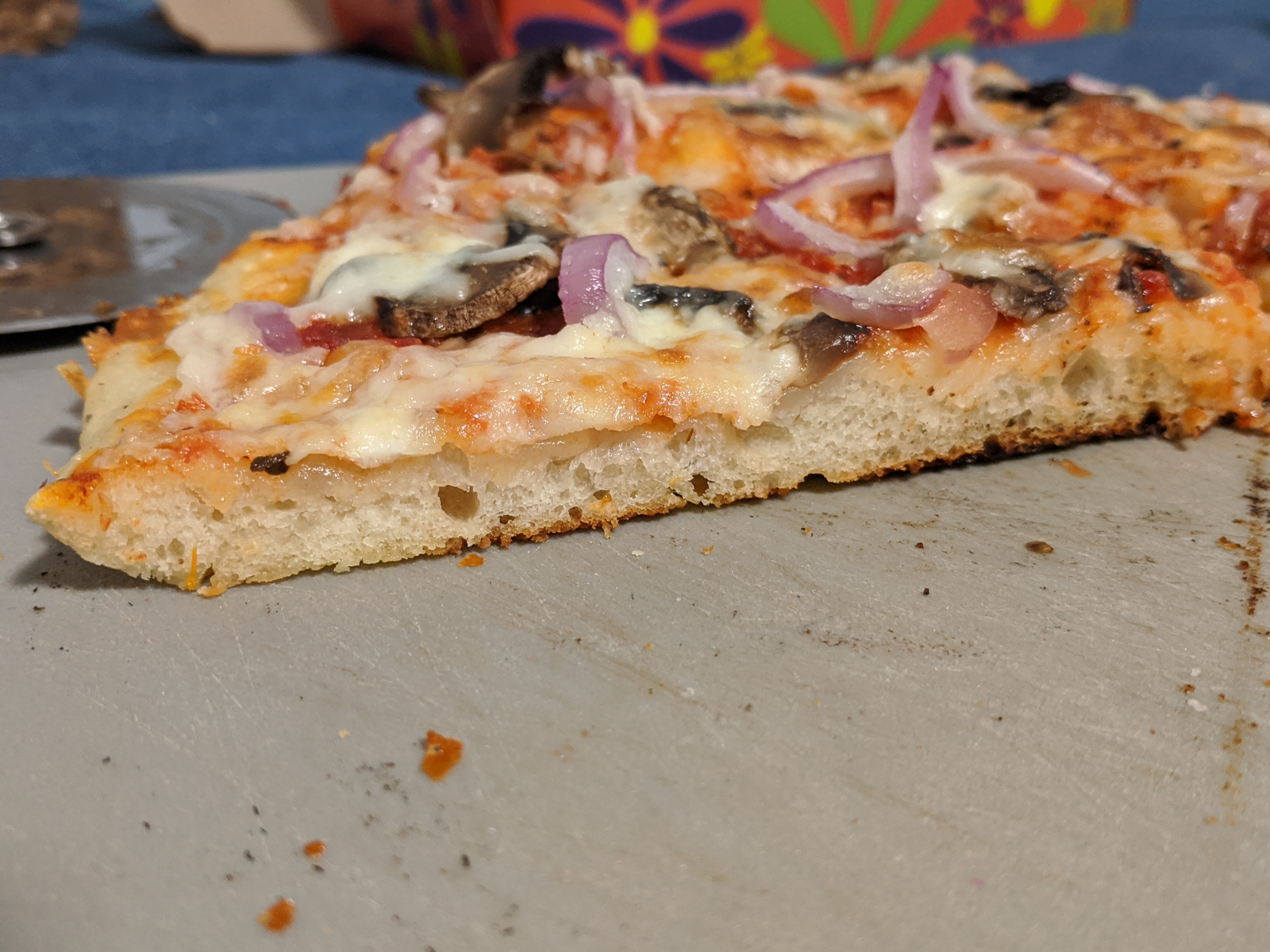 Some air bubbles indicates that the bulk fermentation in the fridge wasn't a complete flop. Note the crispy bottom.